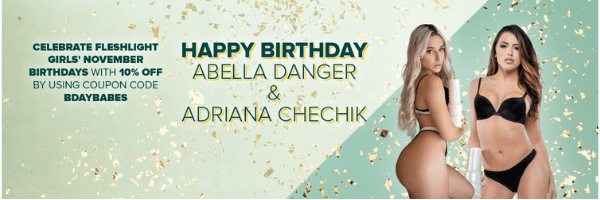 Noviembre Fleshlight Chica Cumpleaños Descuentos: Adriana y Abella - Fleshlight