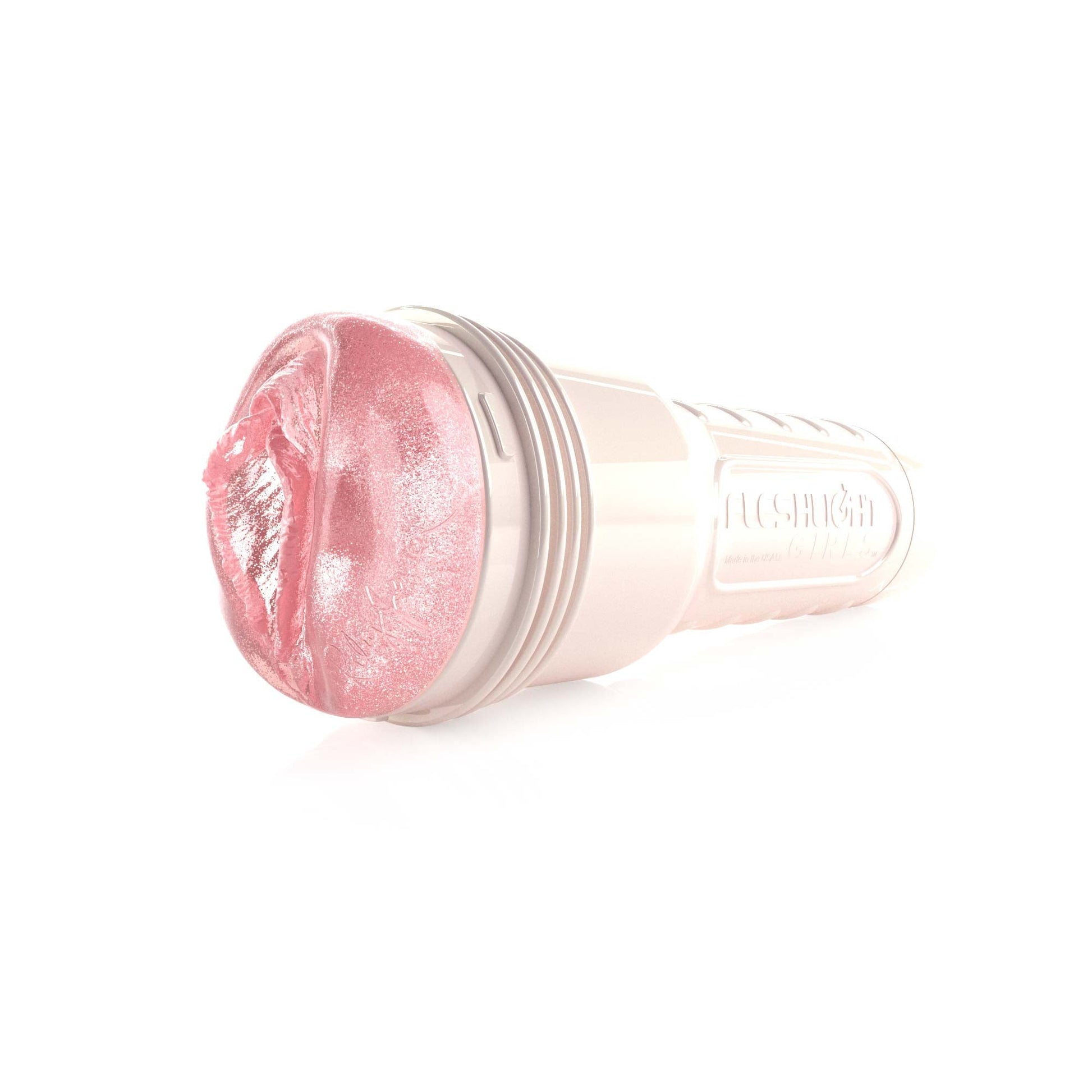Riley Jensen Pussy Fleshlight in pearl case at a 45 degree angle